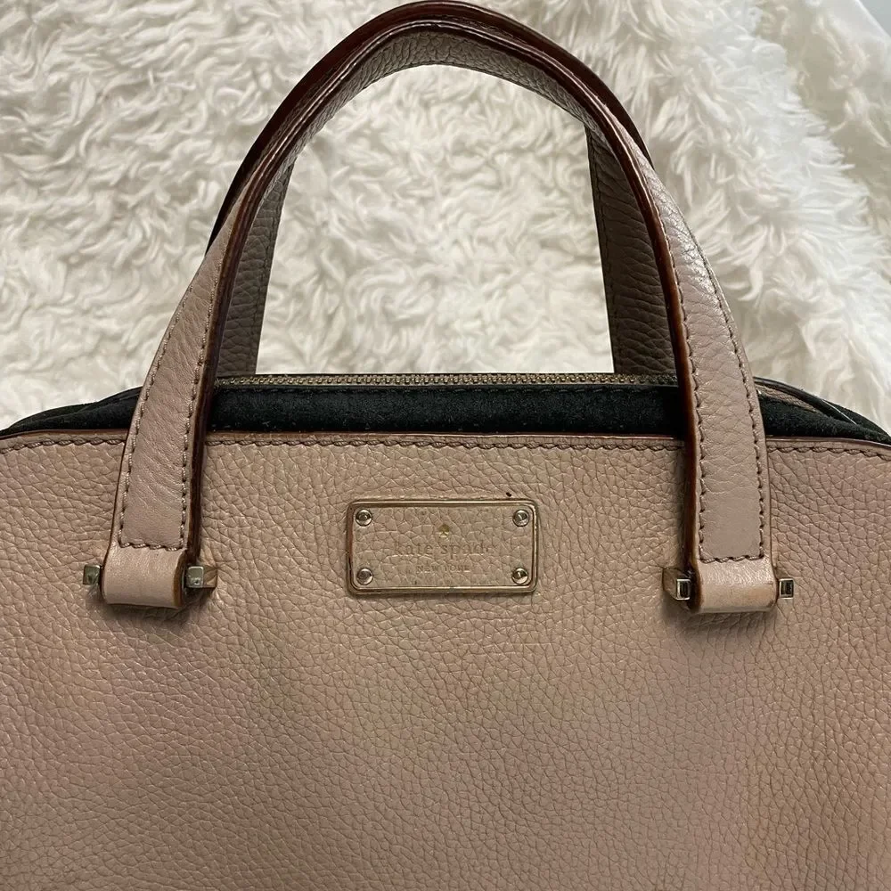 KATE SPADE Dome Brown Black Colorblock Zip‎  Suede Leather Hand/ Crossbody Bag